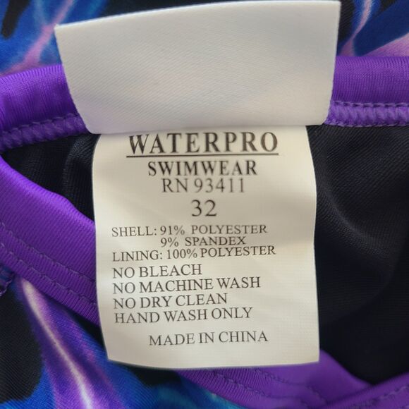 Waterpro Lightning Thin Strap Violet Purple One Piece Swimsuit Size 32 - Picture 5 of 5